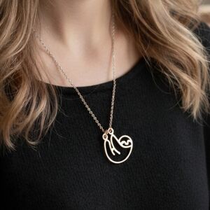 Adorable Rose Gold Sloth Hanging Necklace